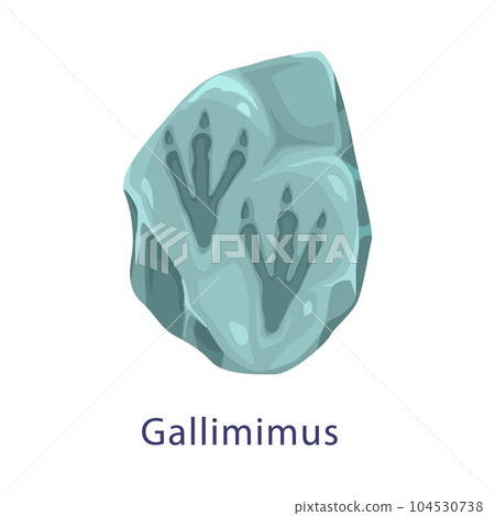 Ancient dinosaur footprint, fossil. Prehistory reptile paw ground trace, jurassic era animal step or paleontology science footprint Gallimimus dinosaur archeology stone vector imprint Ancient dinosaur footprint, fossil. Prehistory reptile paw ground trace, jurassic era animal step or paleontology science footprint Gallimimus dinosaur archeology stone vector imprint 104530738