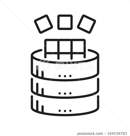 Database storage service, network server line icon. Cloud computing or web storage center, networking service, datacenter thin line vector pictogram. Hosting server service outline symbol or sign Database storage service, network server line icon. Cloud computing or web storage center, networking service, datacenter thin line vector pictogram. Hosting server service outline symbol or sign 104530783