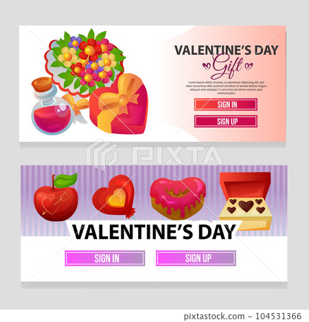 colorful web banner valentine's day gift 104531366