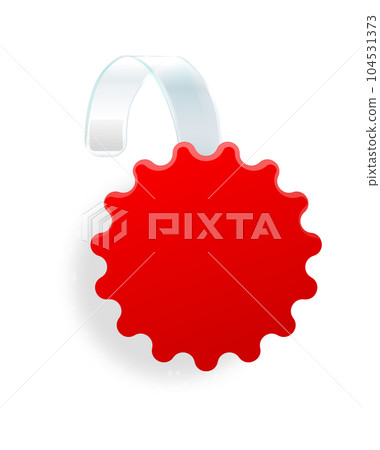 Sale Point Tag. Clear Red Round Supermarket Shelf Wobbler Label. Vector 104531373