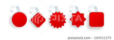 Sale Point Tag. Clear Red Round Supermarket Shelf Wobbler Label. Vector 104531375