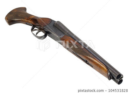 Sawn-off shotgun isolated on white. Sawn-off shotgun isolated on white. 104531828