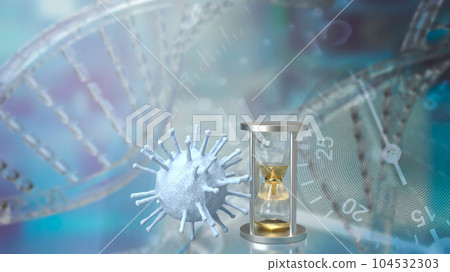 The virus and sand clock for long covid concept 3d rendering The virus and sand clock for long covid concept 3d rendering 104532303