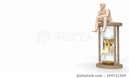 The man and sand clock for business concept 3d rendering The man and sand clock for business concept 3d rendering 104532304
