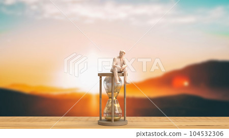 The man and sand clock for business concept 3d rendering The man and sand clock for business concept 3d rendering 104532306