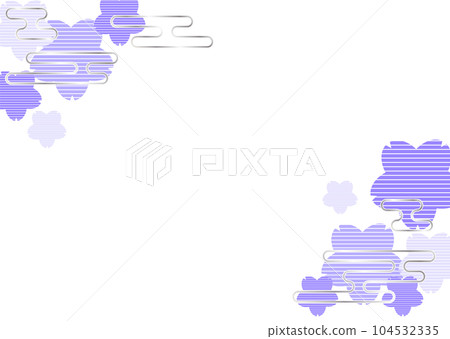 Japanese pattern background and frame of cherry blossoms and clouds in calm colors Japanese pattern background and frame of cherry blossoms and clouds in calm colors 104532335
