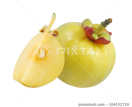 Garcinia atroviridis fruit isolated on white background 104532729