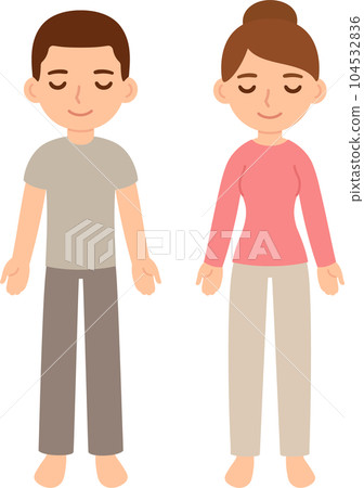 Man and woman in Shavasana meditation Man and woman in Shavasana meditation 104532836