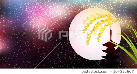 Rice moon viewing autumn scenery background Rice moon viewing autumn scenery background 104533667