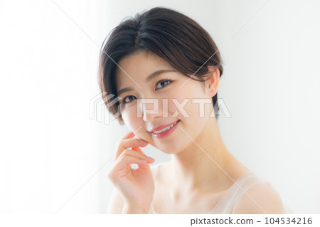 A woman with short hair A woman with short hair 104534216