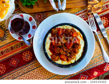 Hunkar begendi. Turkish braised lamb and eggplant Hunkar begendi. Turkish braised lamb and eggplant 104534303