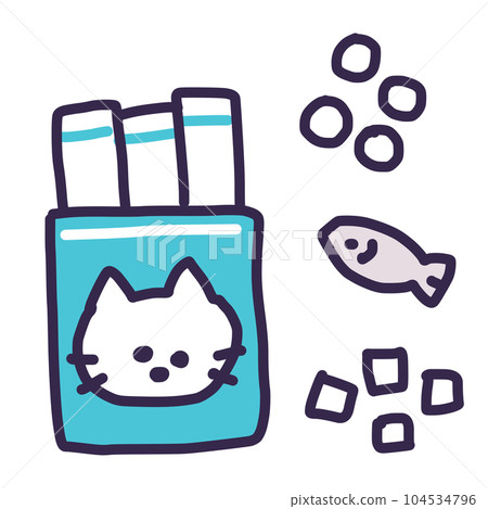 Cute illustration of a set of snacks for cats 104534796