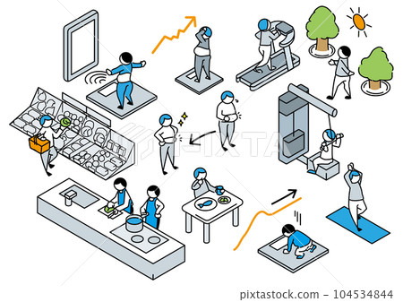 Illustration set of diet and healthy life 104534844