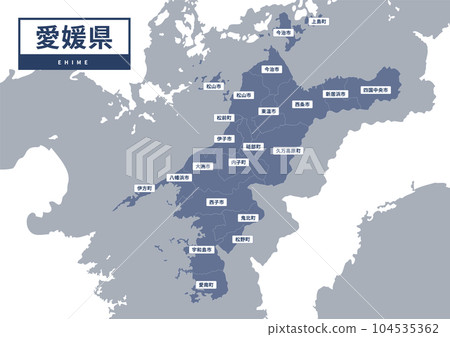 Map (with place names) - Ehime Prefecture Map (with place names) - Ehime Prefecture 104535362
