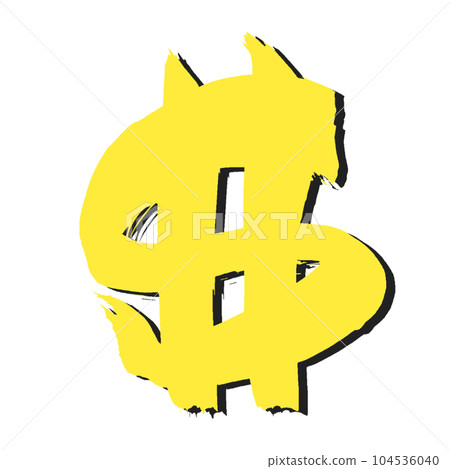 厚厚的手寫美元黃色我在上面加了陰影 104536040