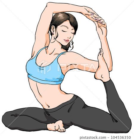 Yoga_Mermaid/Young woman doing pigeon pose_Meditation 104536350