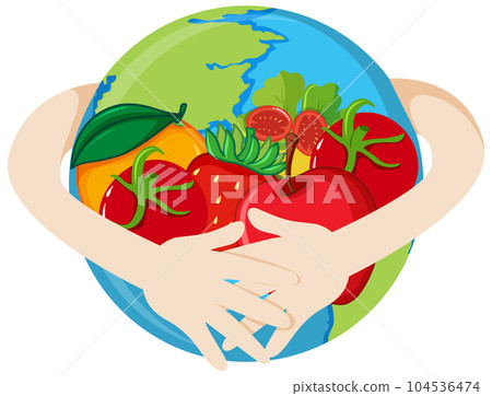Mixed fruits on earth globe 104536474