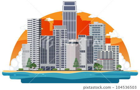 Urban landscape with high skyscrapers - Stock Illustration [104536503 ...