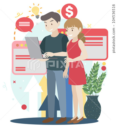 Working characters flat design for web banner 104536516