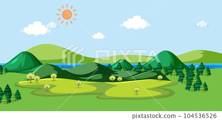 Nature landscape in cartoon style 104536526