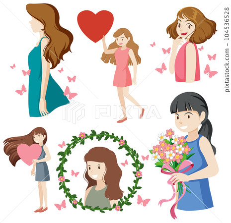 Set of women in flat style 104536528