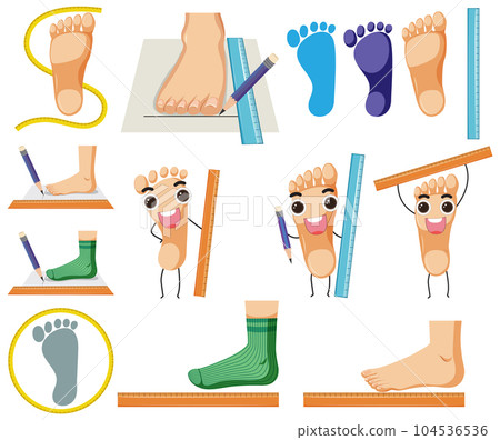 Foot with smiley face expression and ruler Foot with smiley face expression and ruler 104536536