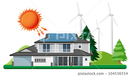 Solar energy with house and solar cell 104536554