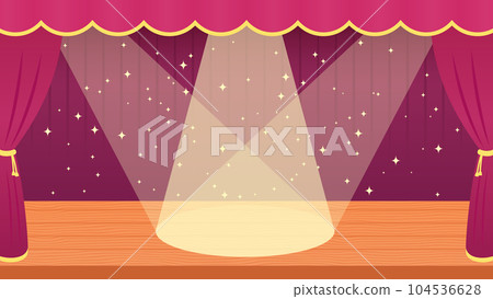 Illustration of a cute stage bathed in sparkling spotlights 104536628