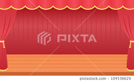 簡單的舞台背景插畫與紅幕背景 104536629