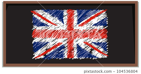 Flag of United Kingdom on chalk board 104536804