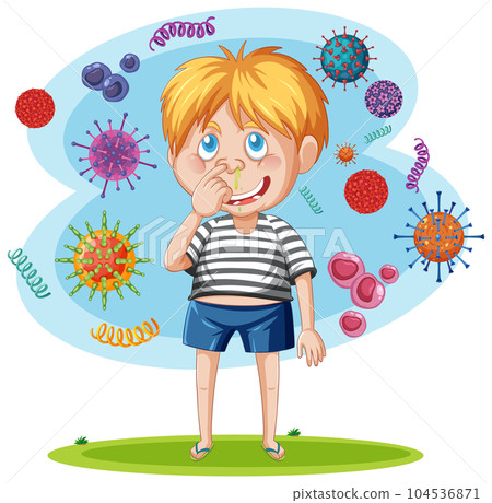 A boy surrounded by germs 104536871