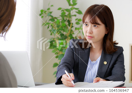 Female lawyer interviewing a counselor 104536947
