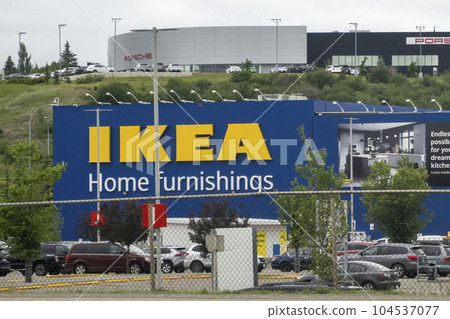 Calgary, Alberta, Canada. Jun 19, 2023. An Ikea home furnishings sign store 104537077