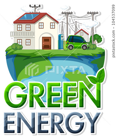 Green energy text banner design 104537099