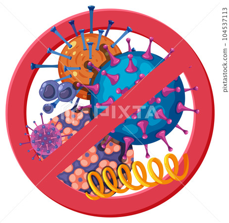 Stop bacteria and virus prohibition sign Stop bacteria and virus prohibition sign 104537113