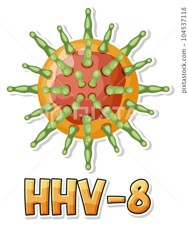 Human herpesvirus 8 (HHV 8) on white background Human herpesvirus 8 (HHV 8) on white background 104537118