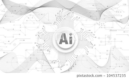 Chatbot OpenAi and line technology network background. Smart AI or Artificial Intelligence vector illustration using Chatbot.Digital technology and Abstract background concept. 104537235