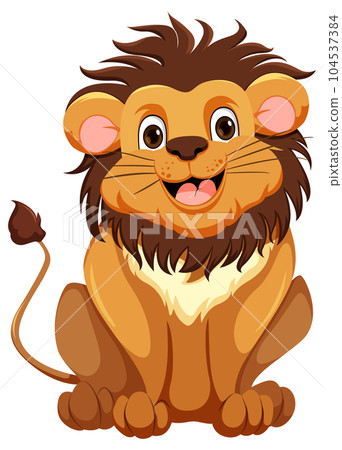 Cute lion cartoon character 104537384