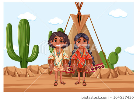 Indigenous Kids Cartoon Character Indigenous Kids Cartoon Character 104537430