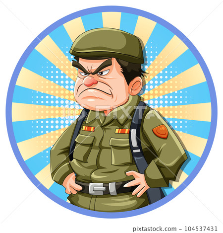 Grumpy Army Officer Cartoon 104537431