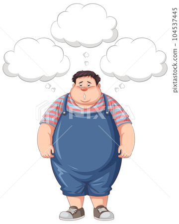 Depressed overweight man with speech bubbles Depressed overweight man with speech bubbles 104537445
