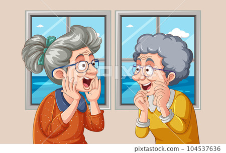 Cute elderly people talking 104537636