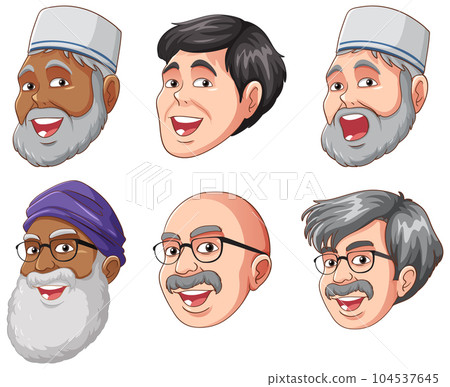 Set of Diverse People Faces in Different Races 104537645