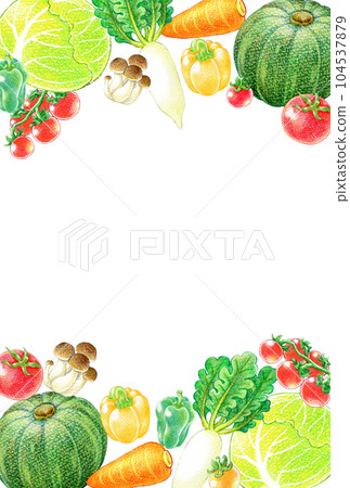 各種蔬菜的框架插圖，明信片尺寸 104537879