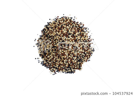 Closeup quinoa isolated on white background, health care concept 104537924