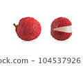Fresh ripe lychee tropical fruit isolated on white background 104537926