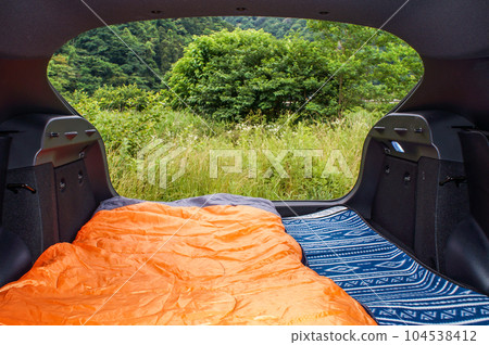 Stay in the car on the riverbed Stay in the car on the riverbed 104538412