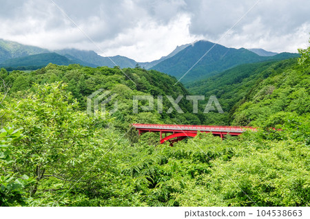 View from Higashizawa Ohashi Observatory on the Yatsugatake Kogen Line in Hokuto City, Yamanashi Prefecture 104538663