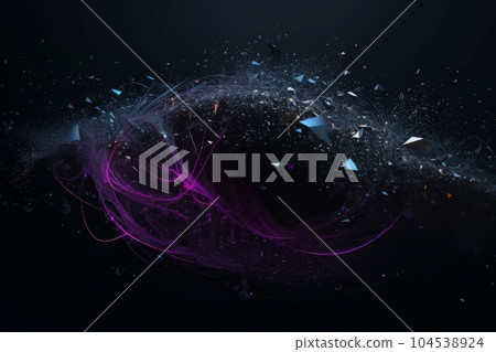 Abstract 3D background beautiful futuristic purple crystals and smoke wave AI 104538924