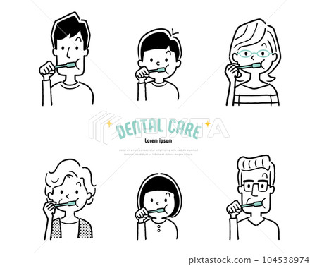 矢量插畫素材:與家人一起刷牙 矢量插畫素材:與家人一起刷牙 104538974